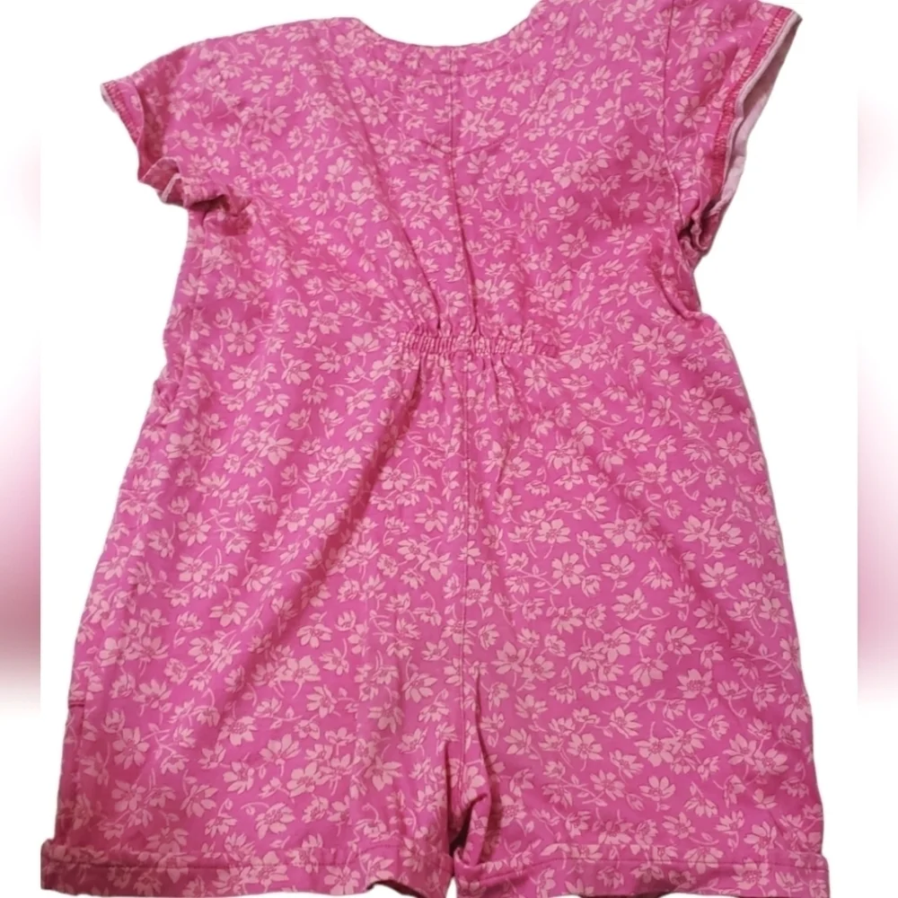 Hanna Andersson Girls Pink Floral Shorts Set One-piece Button Up Romper